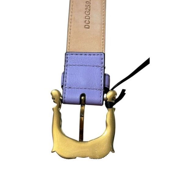 VERSACE Baroque Medusa Leather Belt Purple Gold Sz 95 / 38 Designer Luxury - Picture 9 of 11